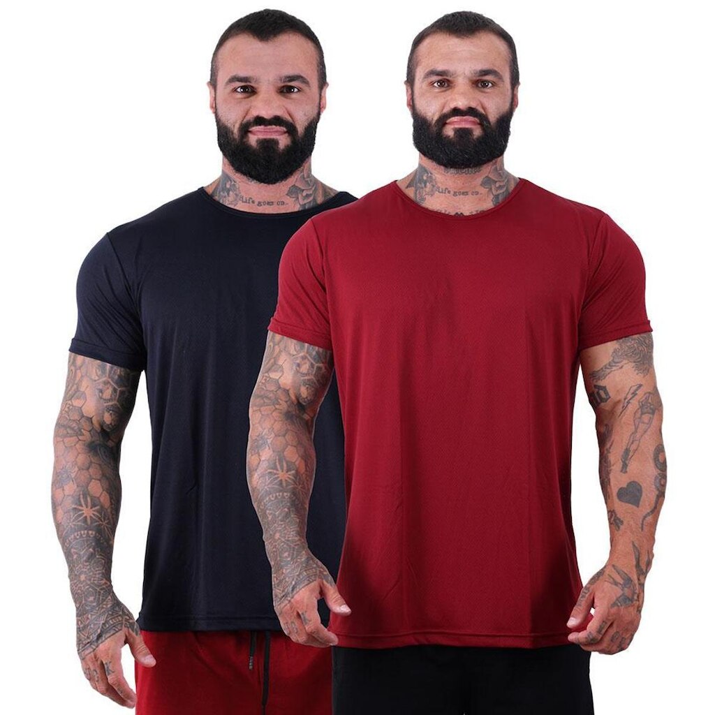 Kit 2 Camisetas Masculina Tradicional Mxd Conceito Dry 100% Poliamida Furadinho