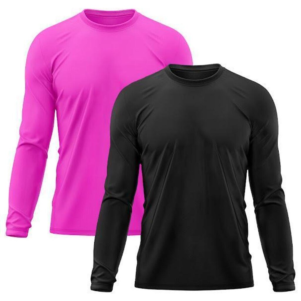 Kit 2 Camisetas Masculinas Proteção Uv Dry Manga Longa