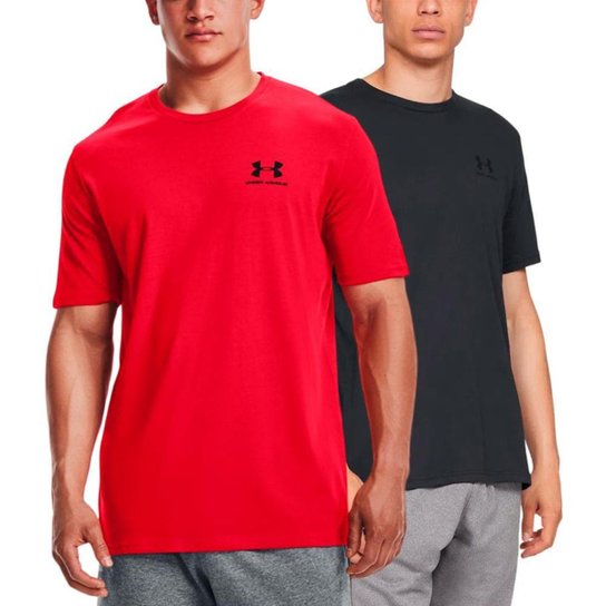 Kit 2 Camisetas Masculinas Under Armour Left Chest - Preto Menor preço em Kit 2 Camisetas Masculinas Under Armour Left Chest - Preto