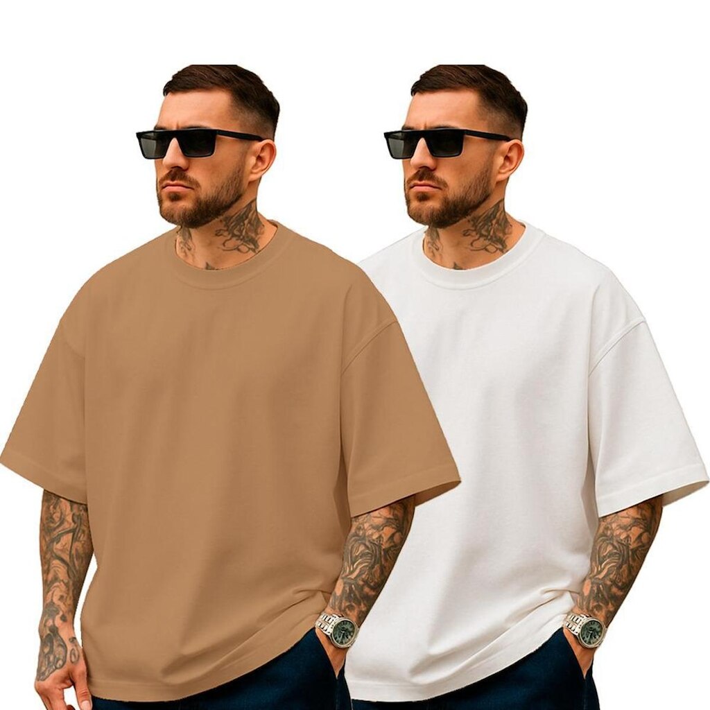 Kit 2 camisetas oversize blusão larga estilosa caimento lisa cores sólidas