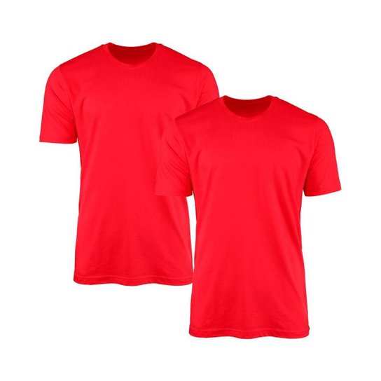 Kit 2 Camisetas SSB Brand Masculina Lisa Básica 100% Algodão - Vermelho Menor preço em Kit 2 Camisetas SSB Brand Masculina Lisa Básica 100% Algodão - Vermelho