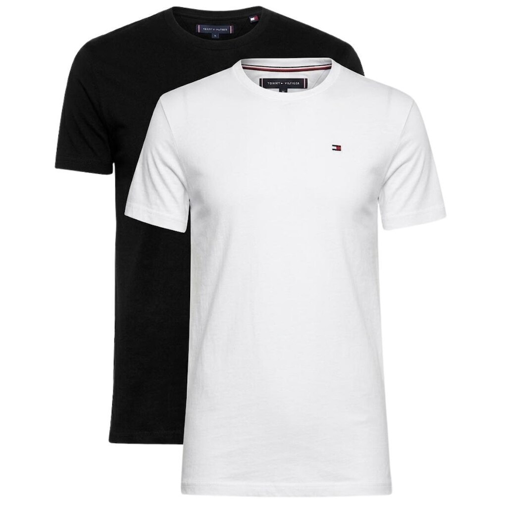 KIT 2 CAMISETAS TOMMY HILFIGER BASICA RETA/BRANCA