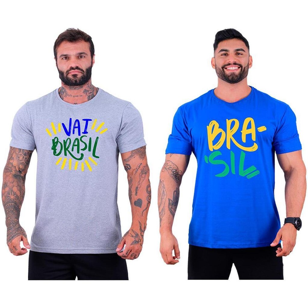 Kit 2 Camisetas Tradicional MXD Conceito Brasil Bandeira Pátria