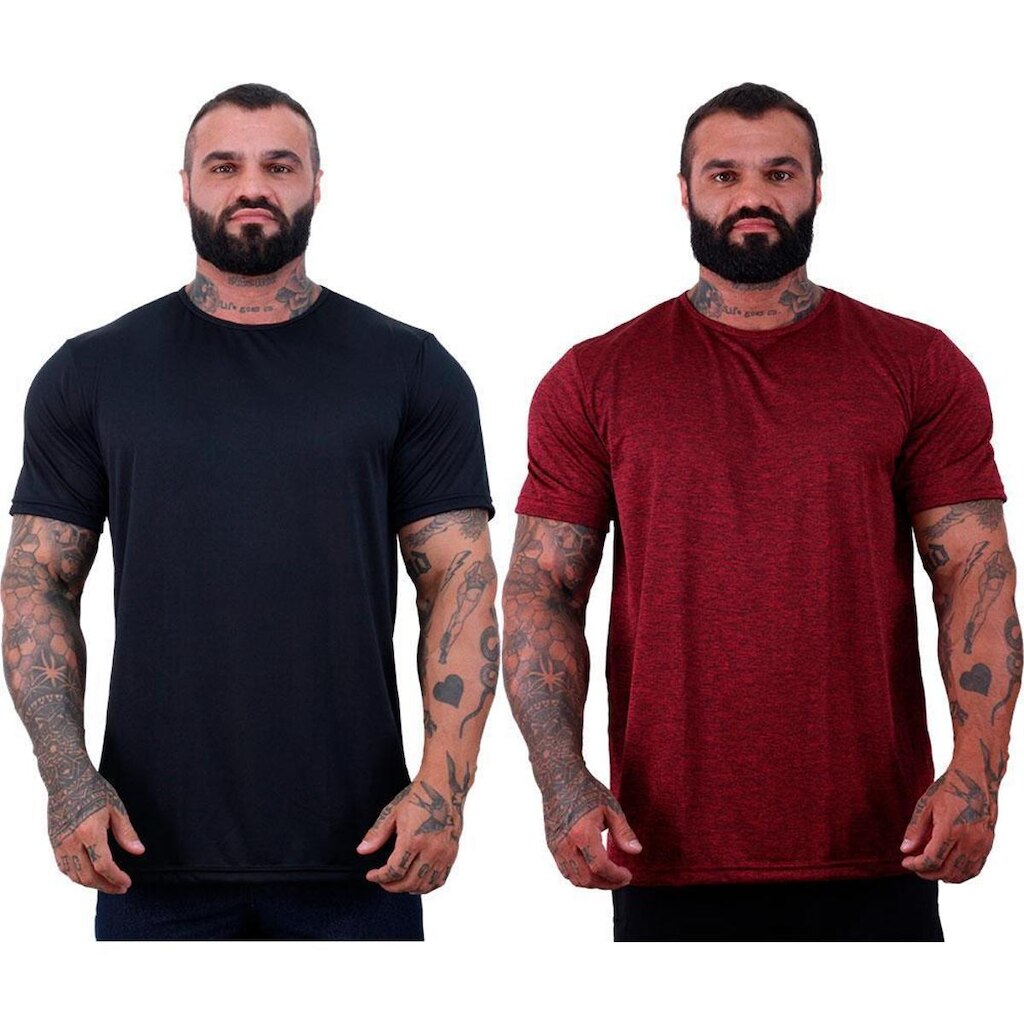 Kit 2 Camisetas Tradicional MXD Conceito Dry 100% Poliéster Rajado