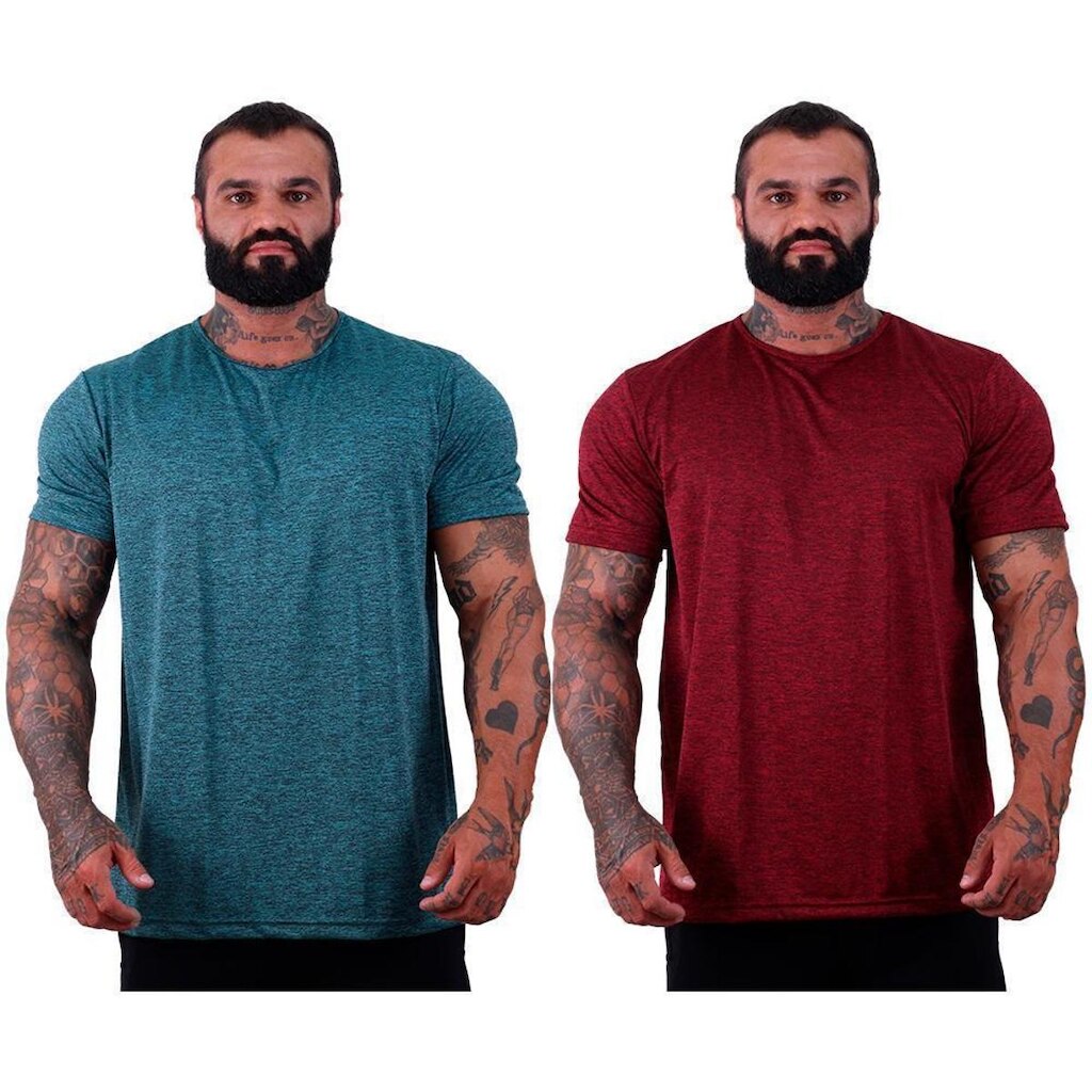 Kit 2 Camisetas Tradicional MXD Conceito Dry 100% Poliéster Rajado