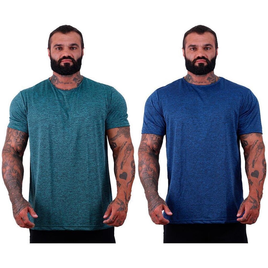 Kit 2 Camisetas Tradicional MXD Conceito Dry 100% Poliéster Rajado