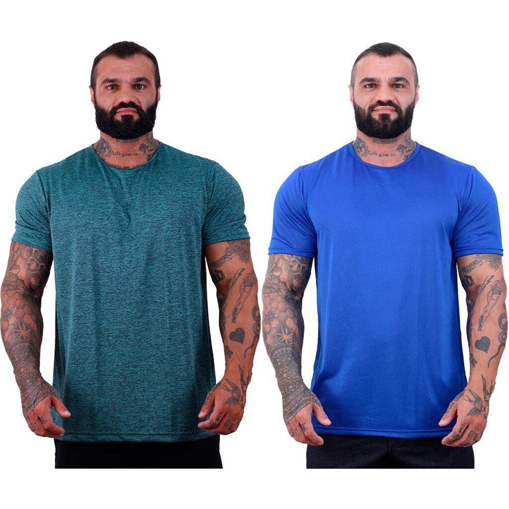 Kit 2 Camisetas Tradicional MXD Conceito Dry 100% Poliéster Rajado