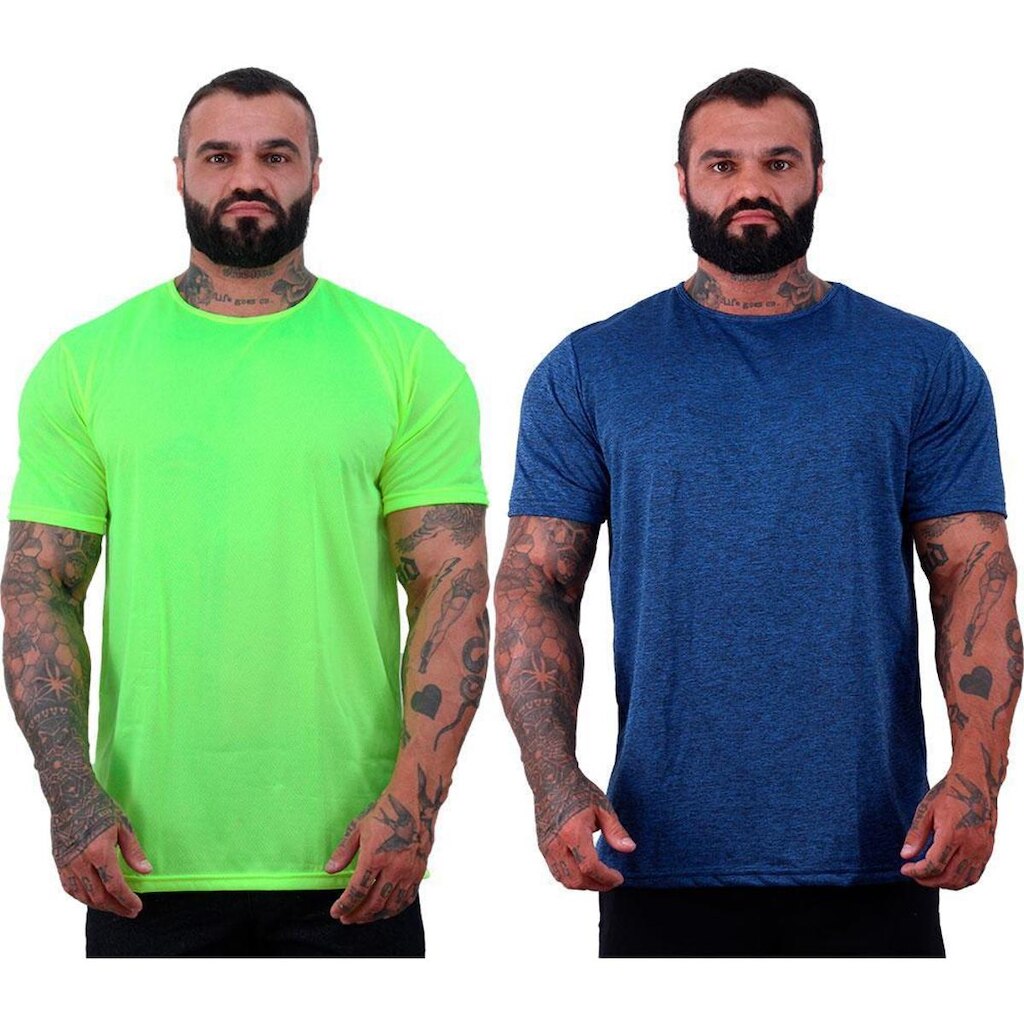 Kit 2 Camisetas Tradicional MXD Conceito Dry 100% Poliéster Rajado