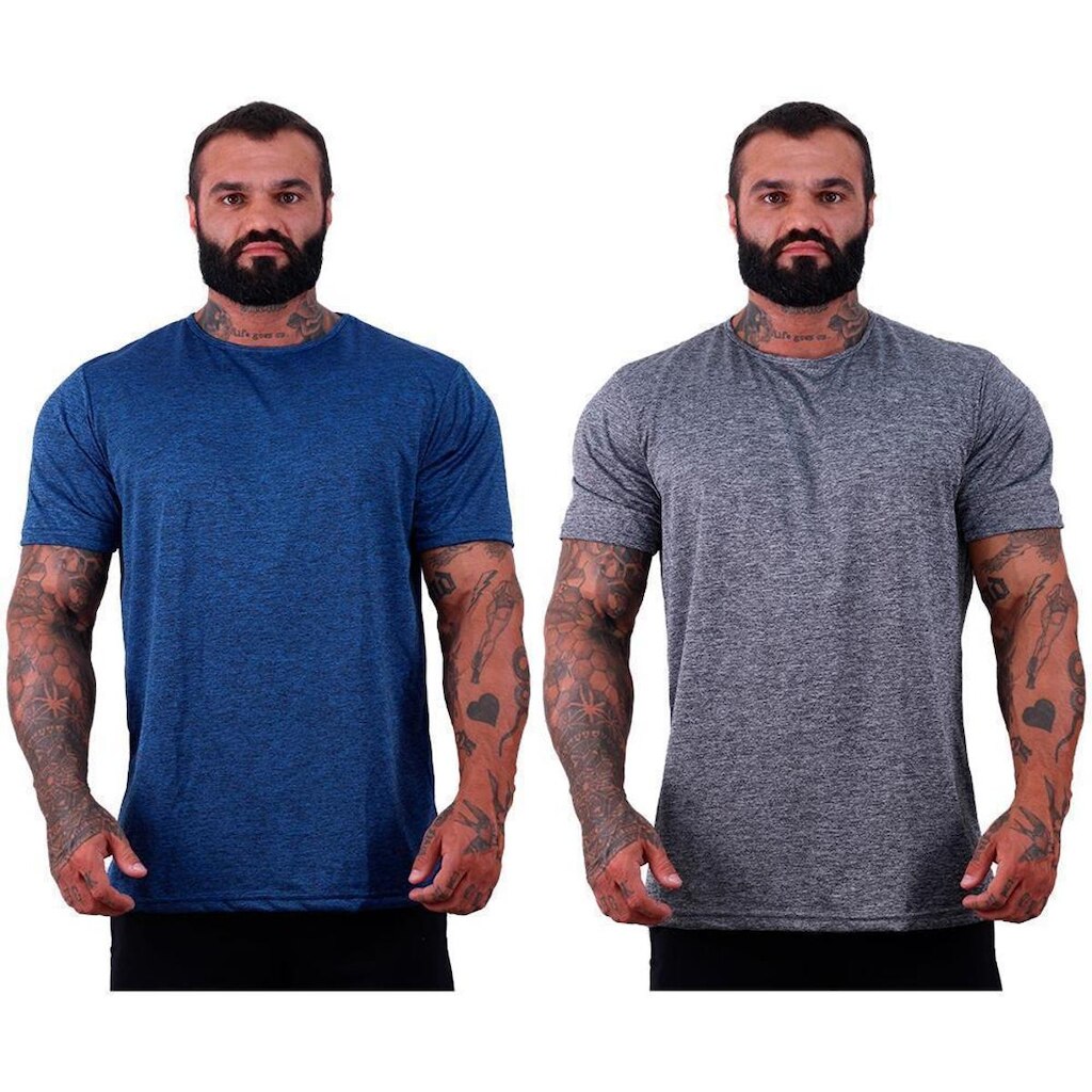 Kit 2 Camisetas Tradicional MXD Conceito Dry 100% Poliéster Rajado