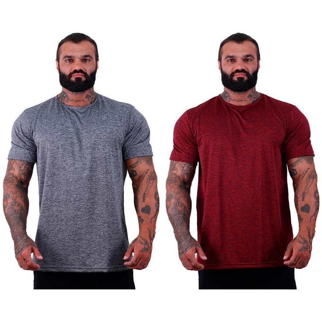 Kit 2 Camisetas Tradicional MXD Conceito Dry 100% Poliéster Rajado