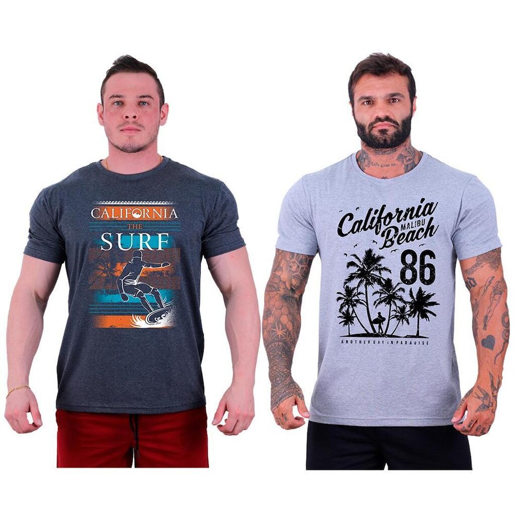 Kit 2 Camisetas Tradicional MXD Conceito SURF Prancha Praia Califórnia Malibu