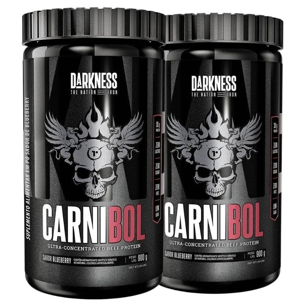 Kit 2 Carnibol Proteina Isolado Blueberry 900g - Darkness