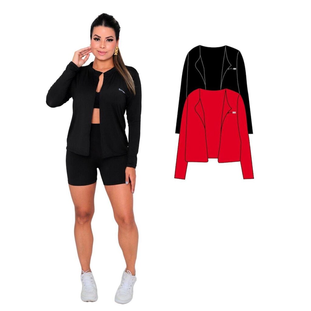 Kit 2 Casacos Camisas Sem zíper com Proteção UV Feminino