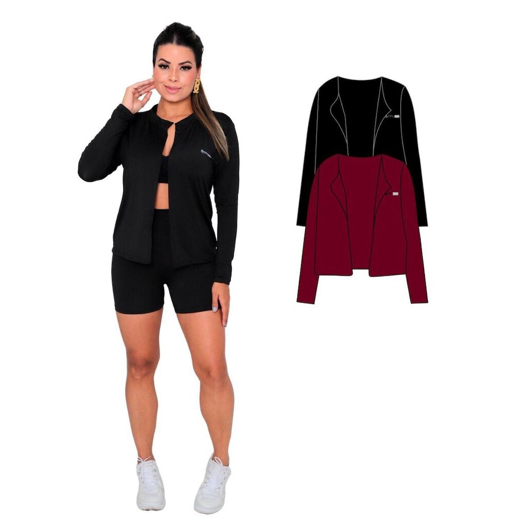 Kit 2 Casacos Camisas Sem zíper com Proteção UV Feminino