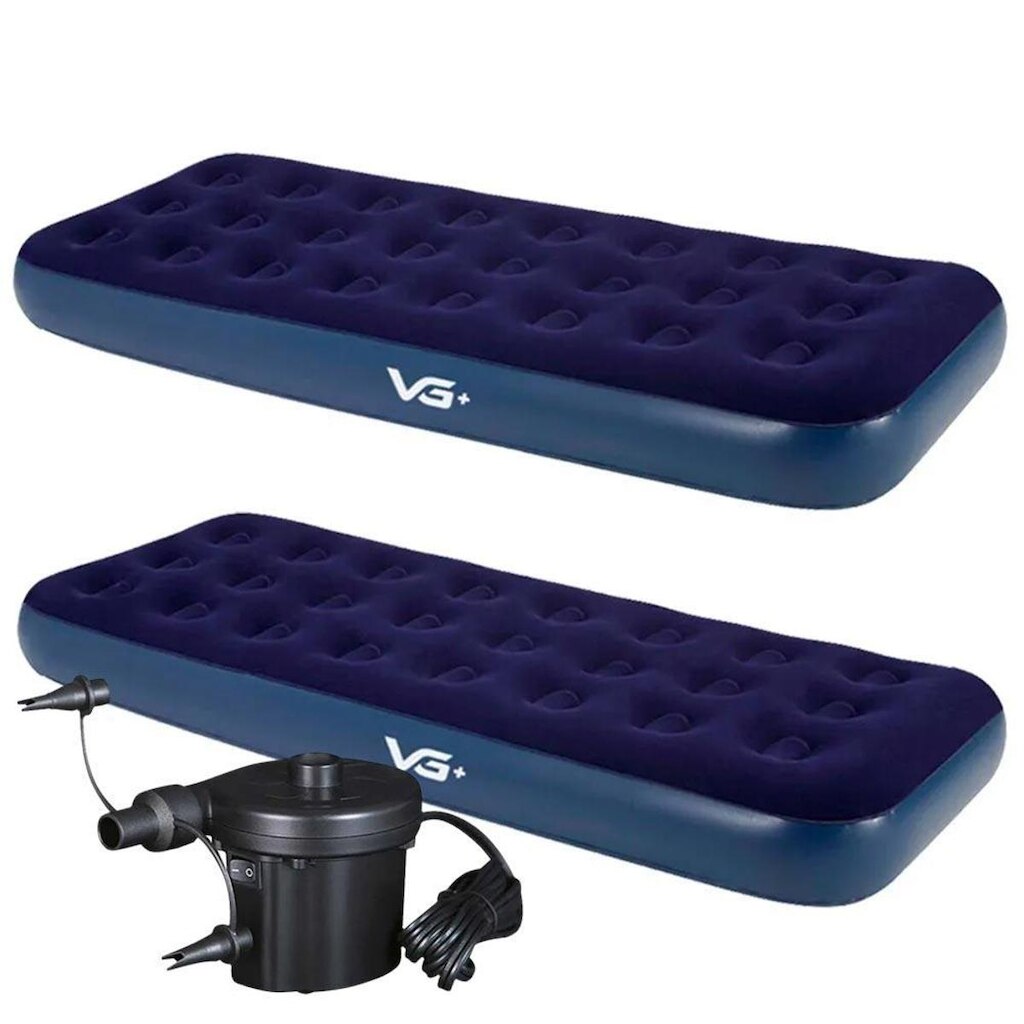 Kit 2 Colchões Infláveis Solteiro Flocked Comfort Com Bomba de Ar Vg Plus 110V