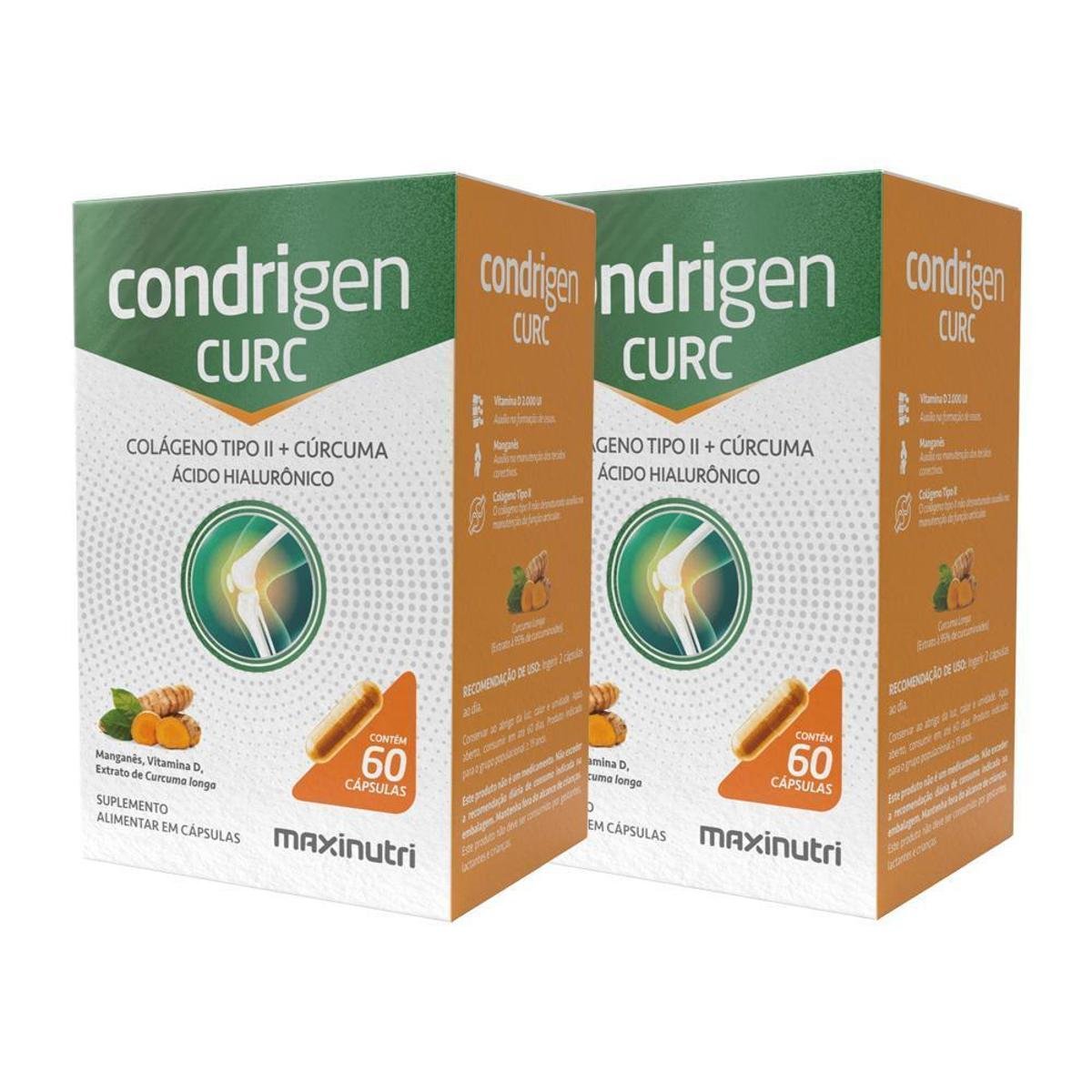 Kit 2 Condrigen Curc Colágeno Tipo 2 + Cúrcuma 60 Cápsulas Maxinutri Sabor:Sem Sabor;Cor: