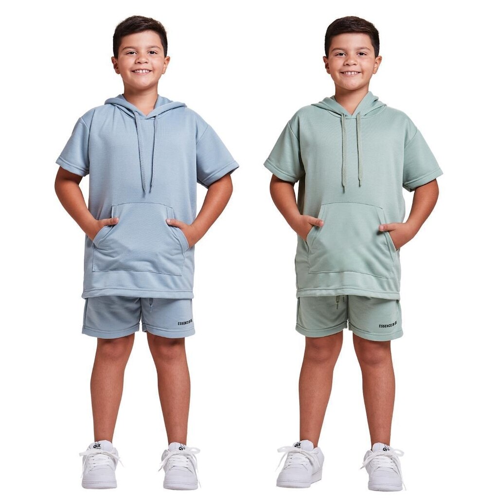 Kit 2 conjunto infantil camisa e shorts moletinho menino