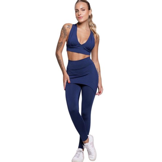 KIT 2 Conjunto Top Bojo e Calça Saia Bella Fiore Tapa Bumbum Roupa Para Academia Moda Fitness