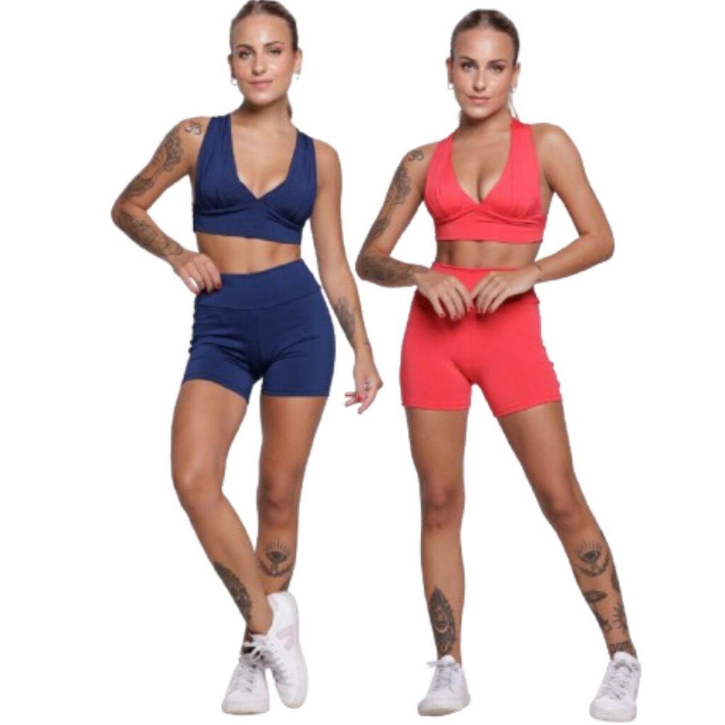 KIT 2 Conjunto Top Bojo E Short Suplex Serra e Mar Moda Fitness