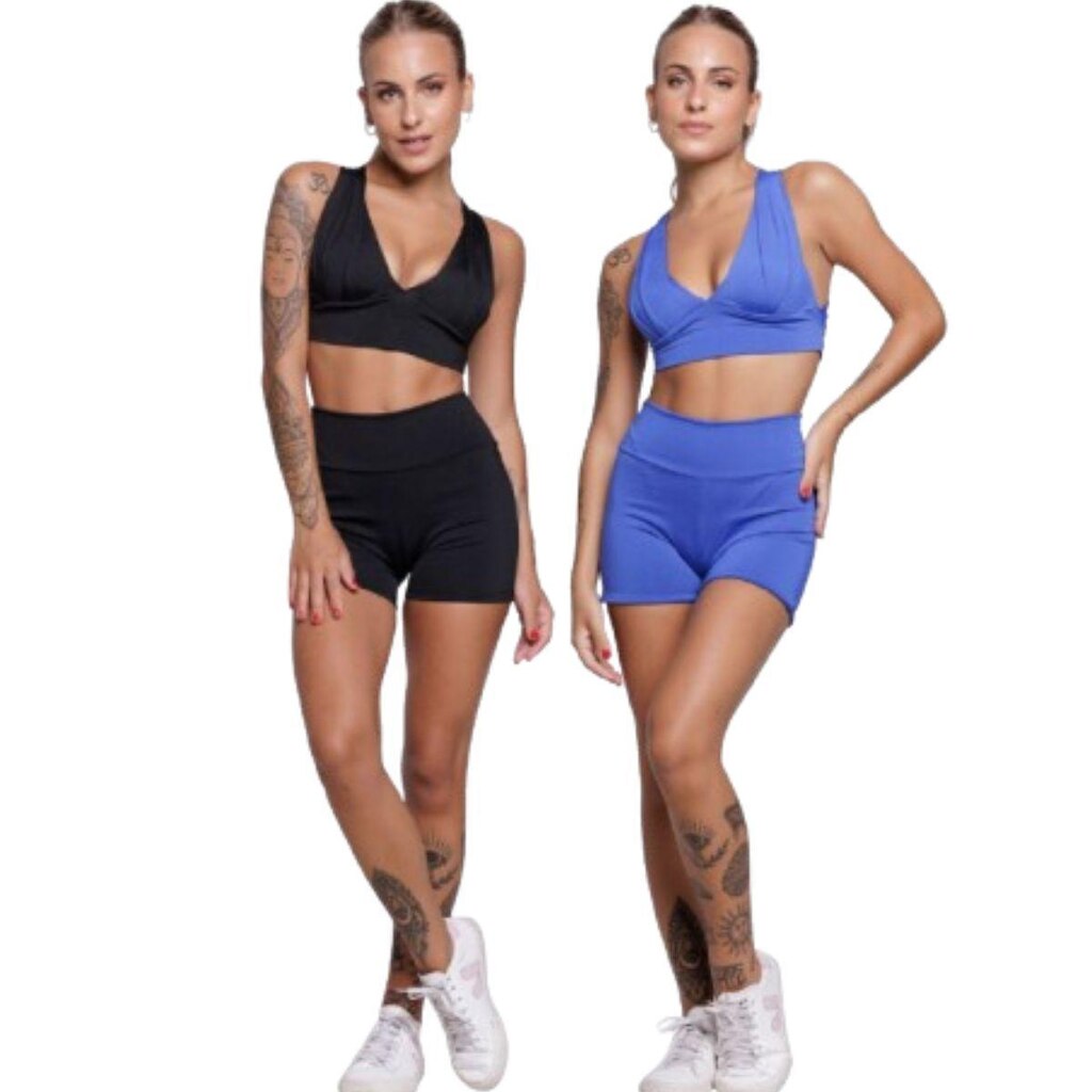 KIT 2 Conjunto Top Bojo E Short Suplex Serra e Mar Moda Fitness