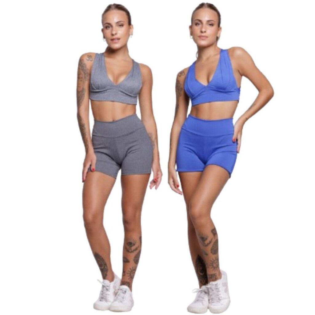 KIT 2 Conjunto Top Bojo E Short Suplex Serra e Mar Moda Fitness
