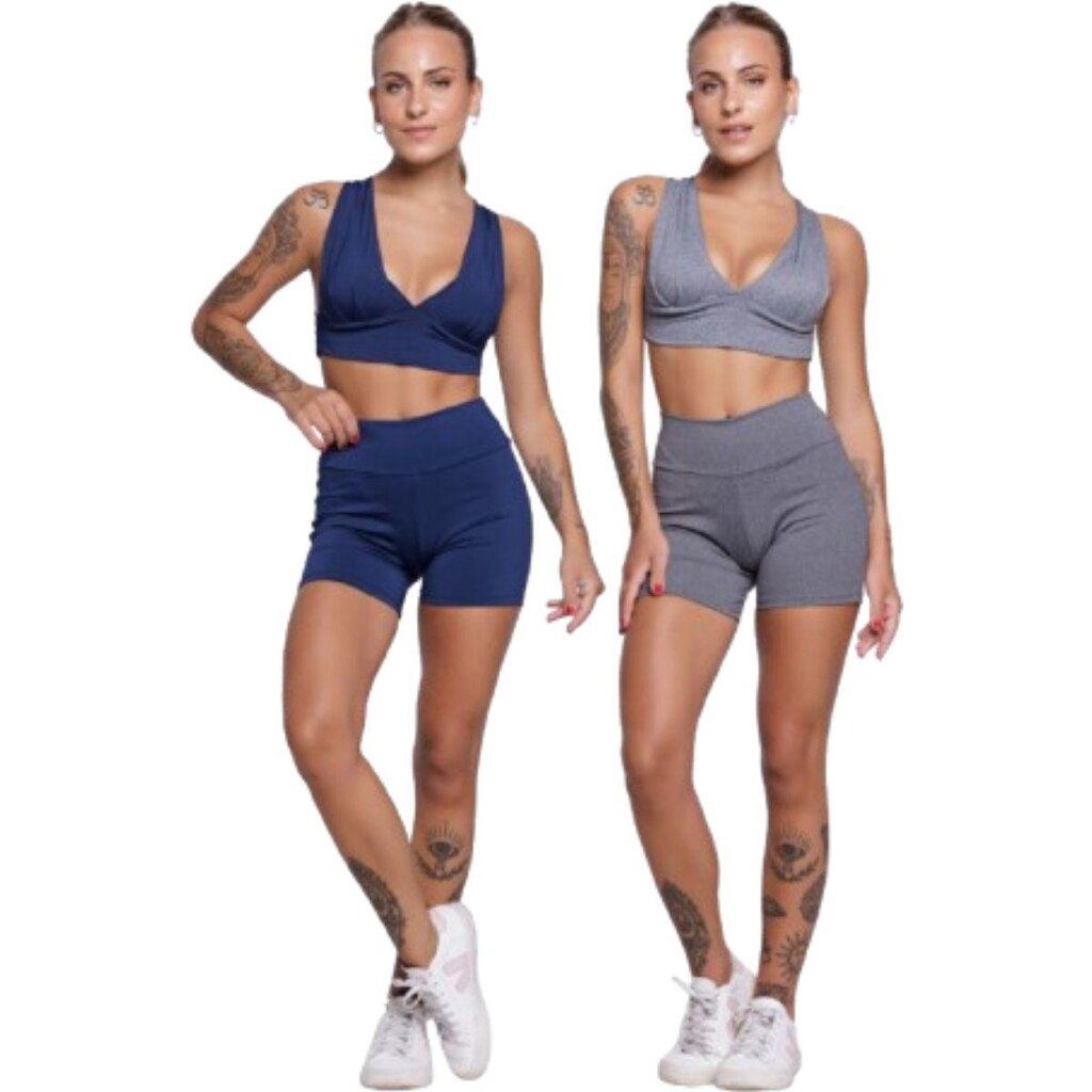 KIT 2 Conjunto Top Bojo E Short Suplex Serra e Mar Moda Fitness