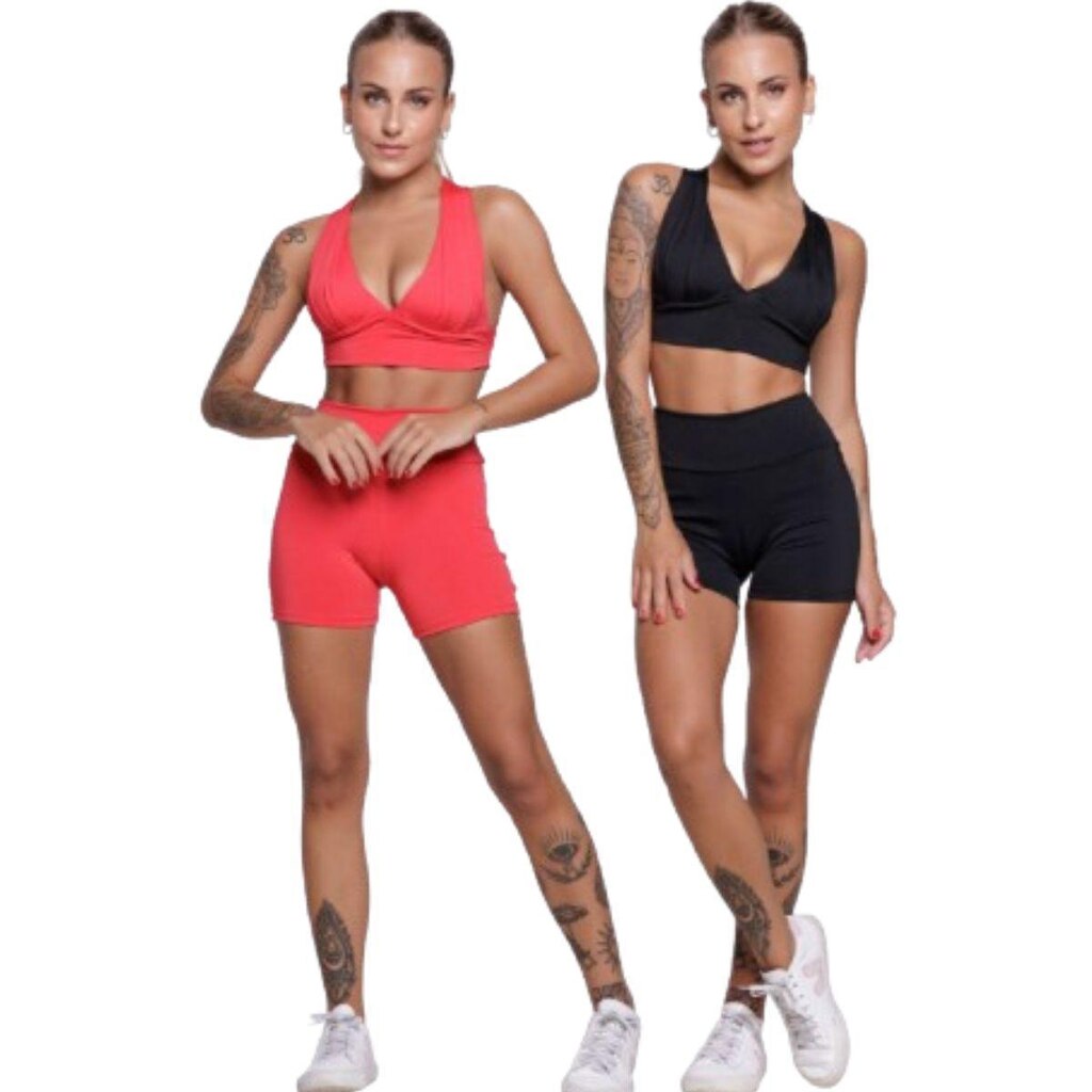 KIT 2 Conjunto Top Bojo E Short Suplex Serra e Mar Moda Fitness