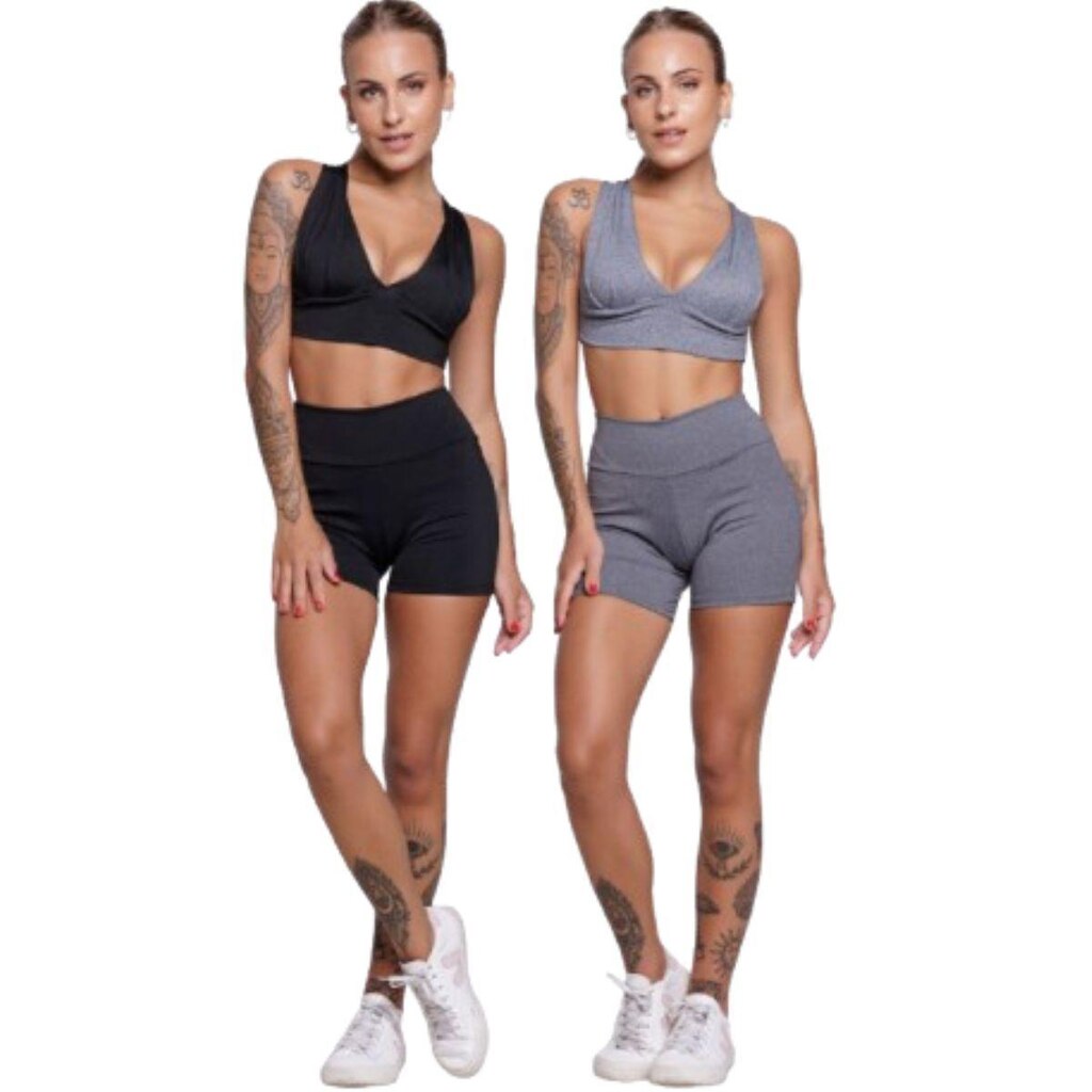KIT 2 Conjunto Top Bojo E Short Suplex Serra e Mar Moda Fitness