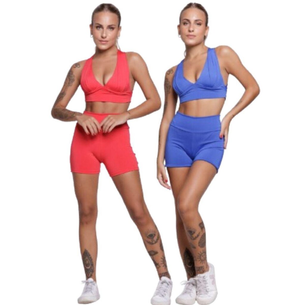KIT 2 Conjunto Top Bojo E Short Suplex Serra e Mar Moda Fitness