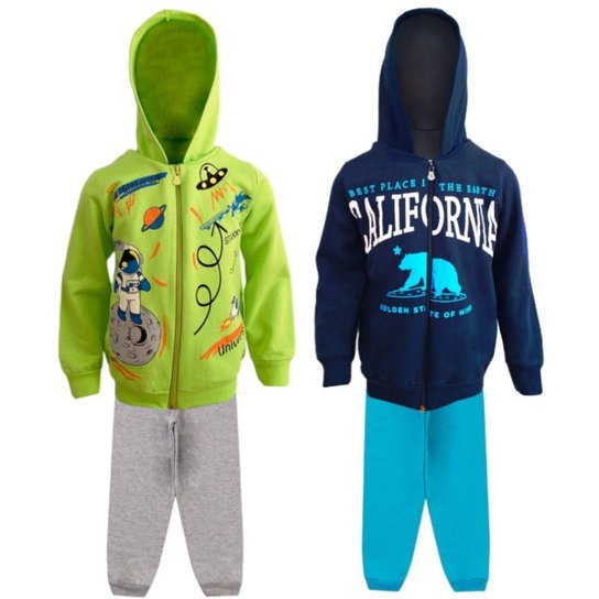 kit 2 Conjuntos Moletom Infantil Masculino Blusa Calça Flanelado Agasalho Menino Capuz Ziper Punho - Sortido Menor preço em kit 2 Conjuntos Moletom Infantil Masculino Blusa Calça Flanelado Agasalho Menino Capuz Ziper Punho - Sortido