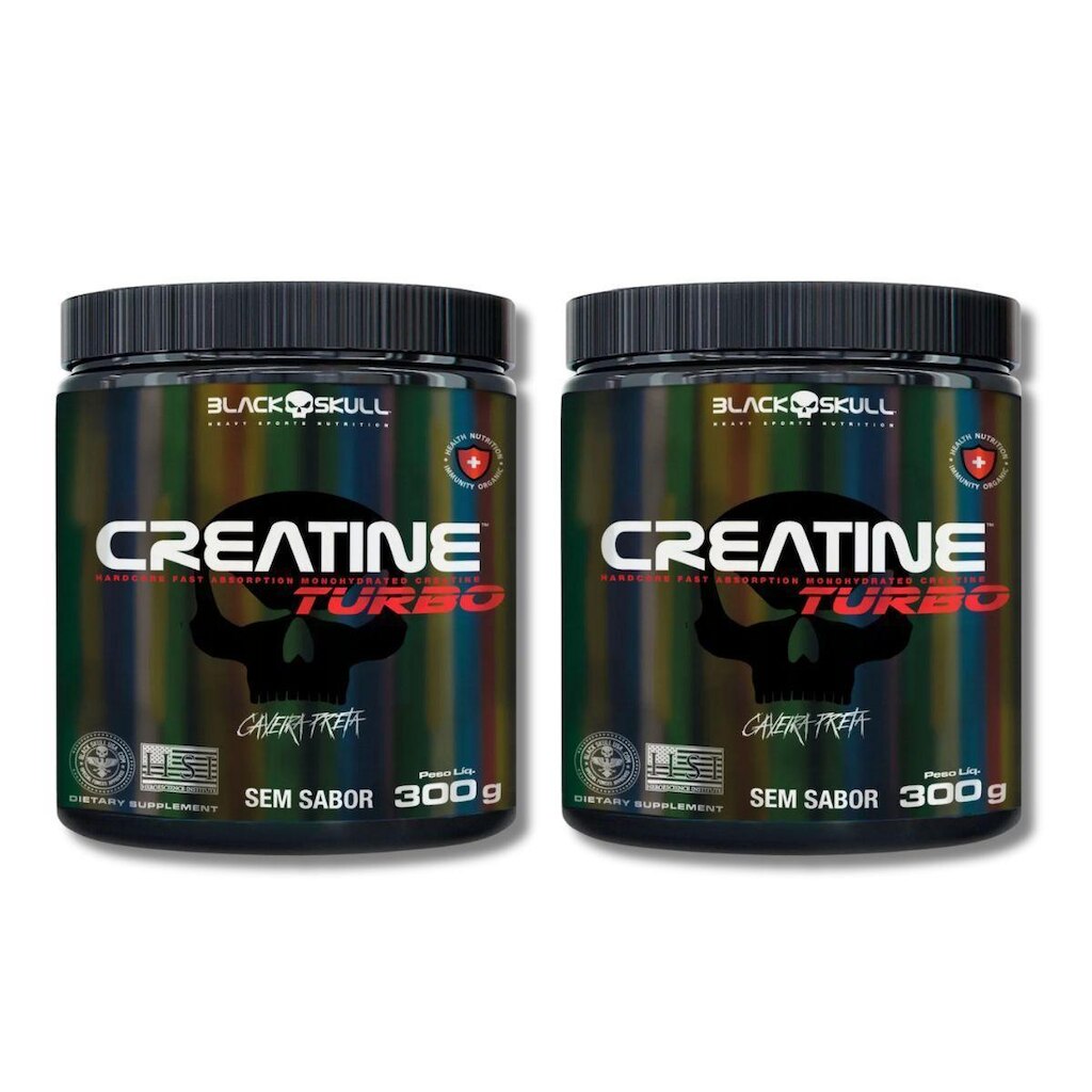 Kit 2 Creatine 300g sem Sabor Black Skull