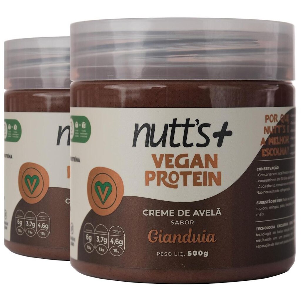 Kit 2 Creme de Avelã Vegan Protein 500g Nutts Mais Gianduia