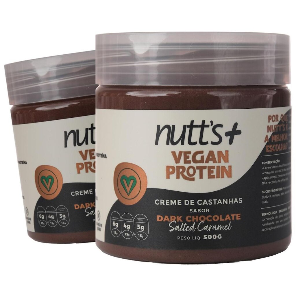 Kit 2 Creme De Castanhas Vegan Protein 500g Dark Chocolate