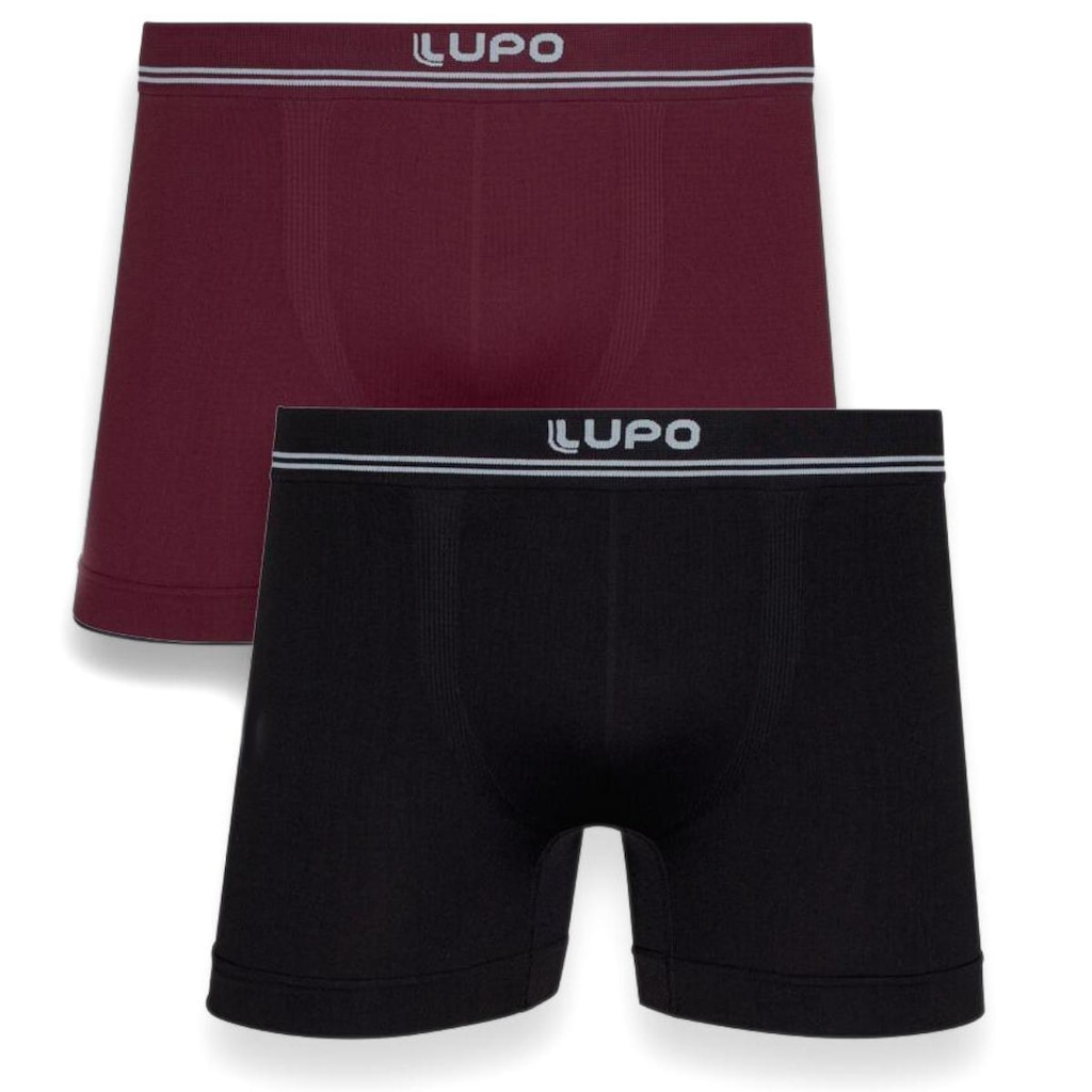 Kit 2 Cuecas Boxer Lupo Microfibra Sem Costura - Vinho e Preto - G