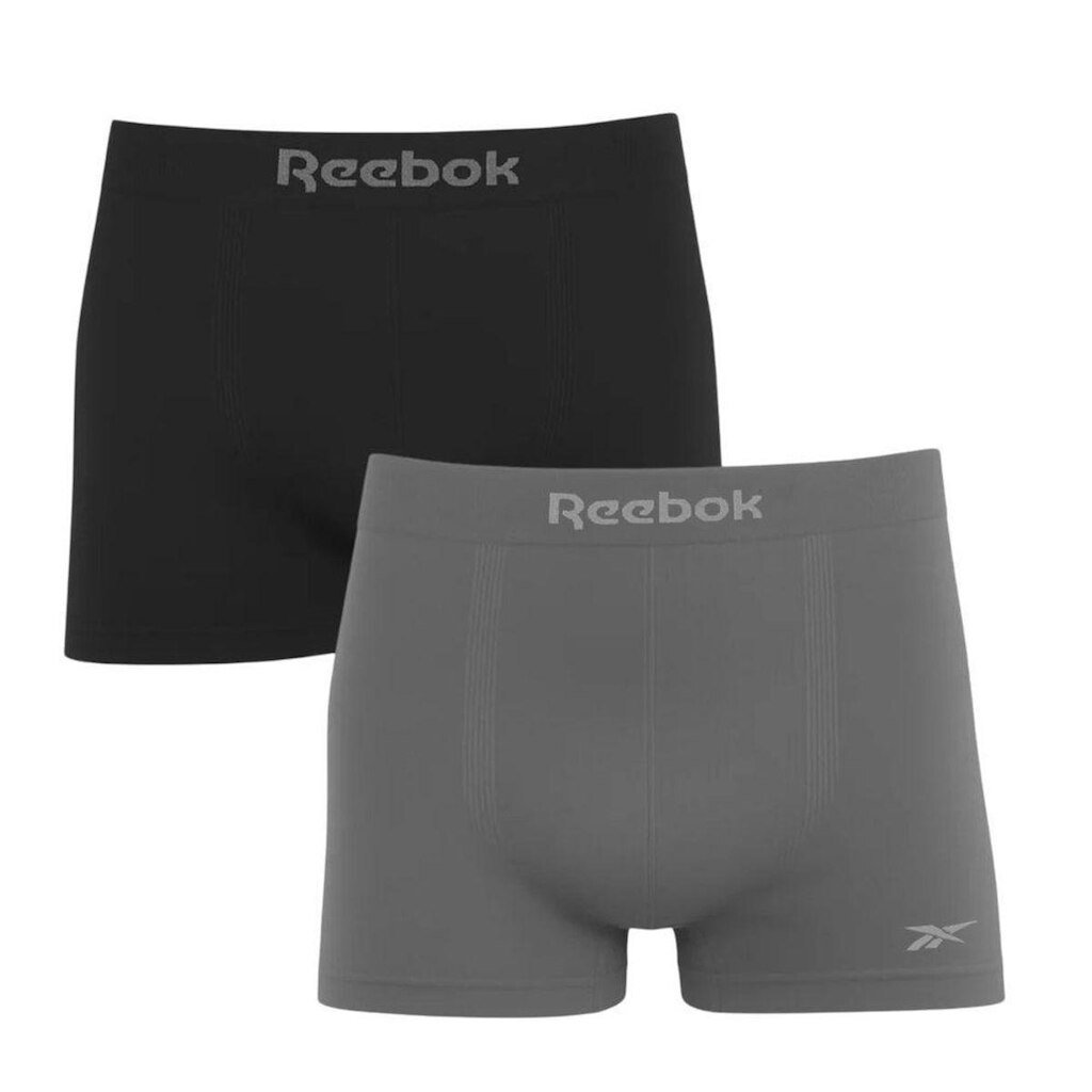 Kit 2 Cuecas Boxer Reebok Sem Costura Masculina - Cinza e Preto M