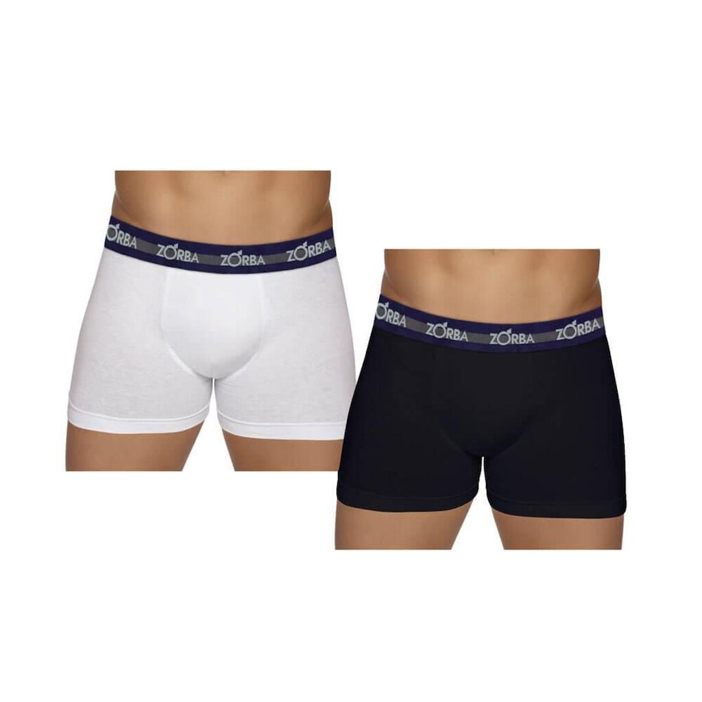 Kit 2 Cuecas Branco/Preto Zorba 0702 Boxer