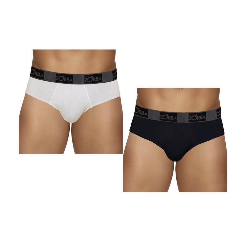 Kit 2 Cuecas Branco/Preto Zorba 716 Slip
