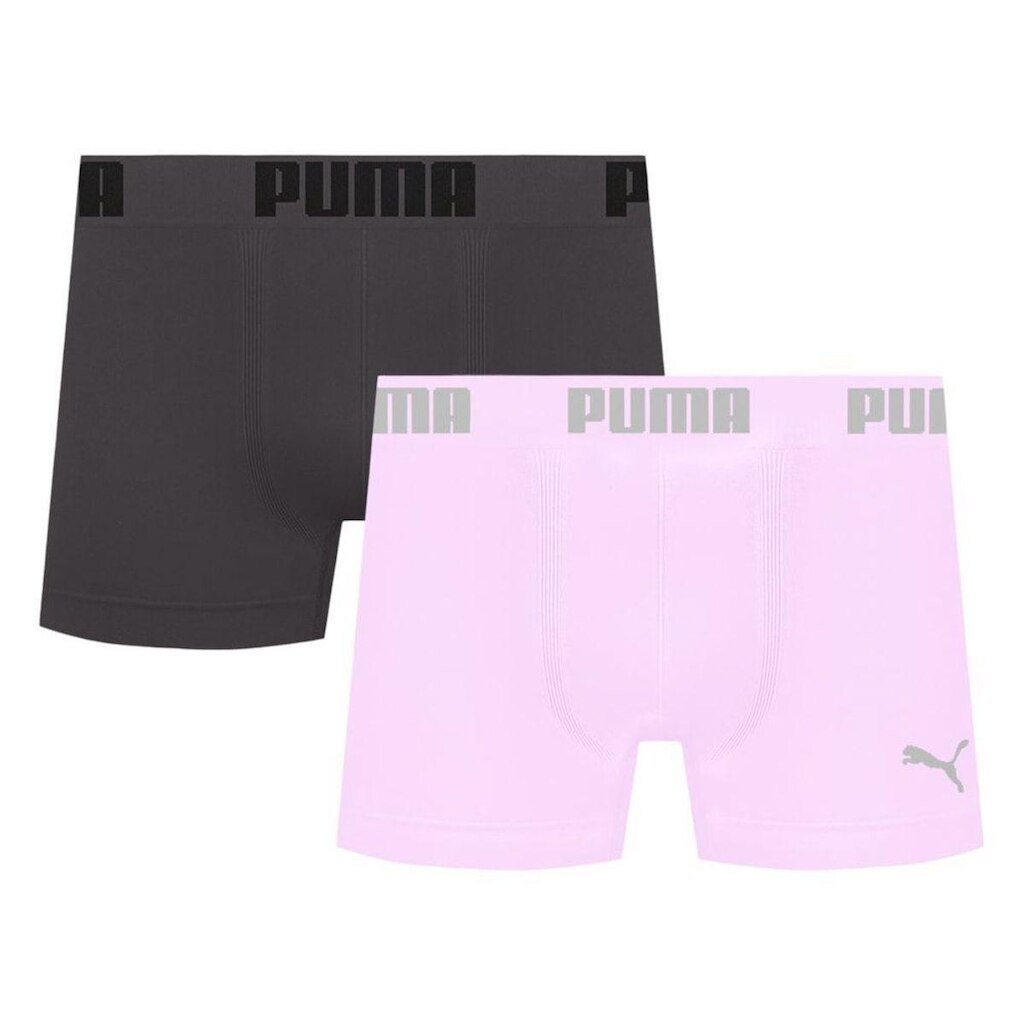 Kit 2 Cuecas Puma Boxer Sem Costura Masculina - Grafite e Rosa EG