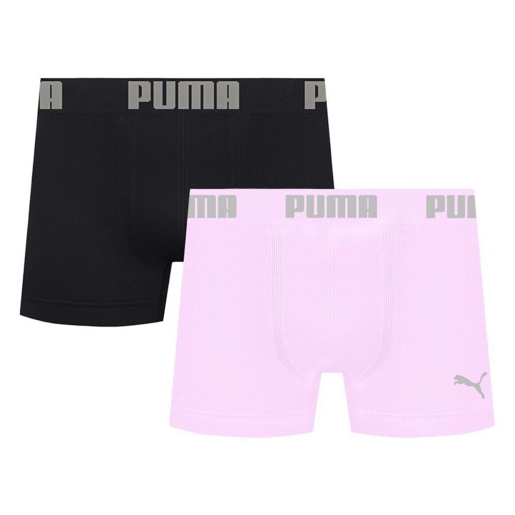 Kit 2 Cuecas Puma Boxer Sem Costura Masculina - Preto e Rosa M