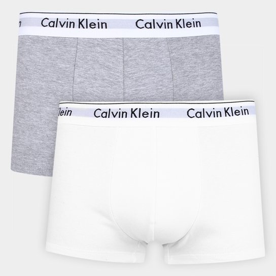 Kit 2 Cuecas Trunk Calvin Klein Modern Cotton Masculina - 2 Peças - Branco+Cinza Menor preço em Kit 2 Cuecas Trunk Calvin Klein Modern Cotton Masculina - 2 Peças - Branco+Cinza