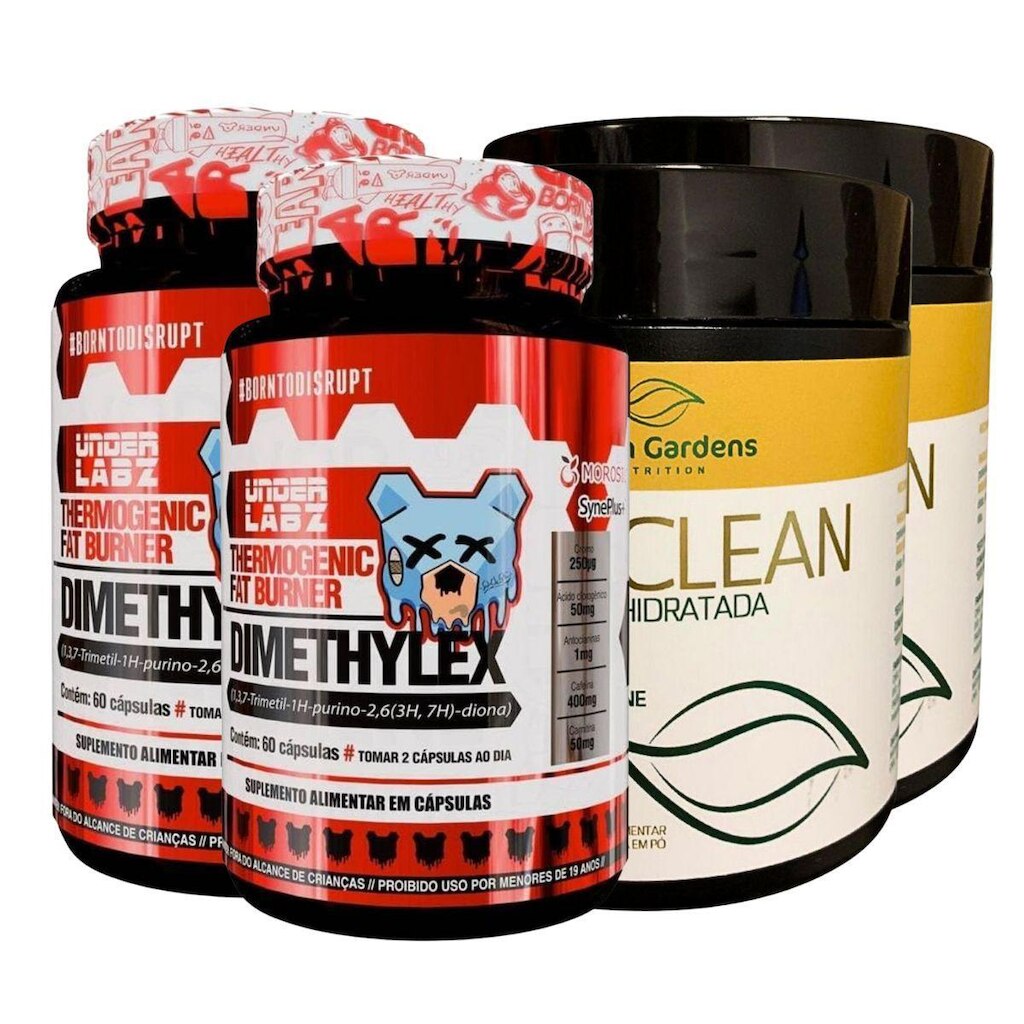 Kit 2 Dimethylex Termogênico + 2 Creatina 300g Energia Força