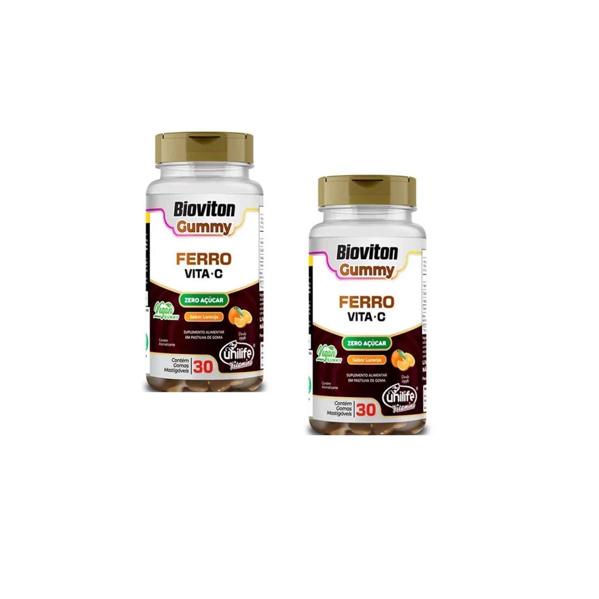 Kit 2 Ferro Vitamina C Gummy Unilife 60 Gomas
