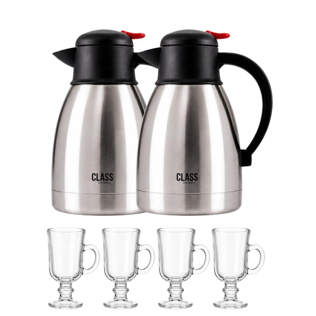 Kit 2 Garrafas Térmicas 1L e 4 Canecas Irish Class Home