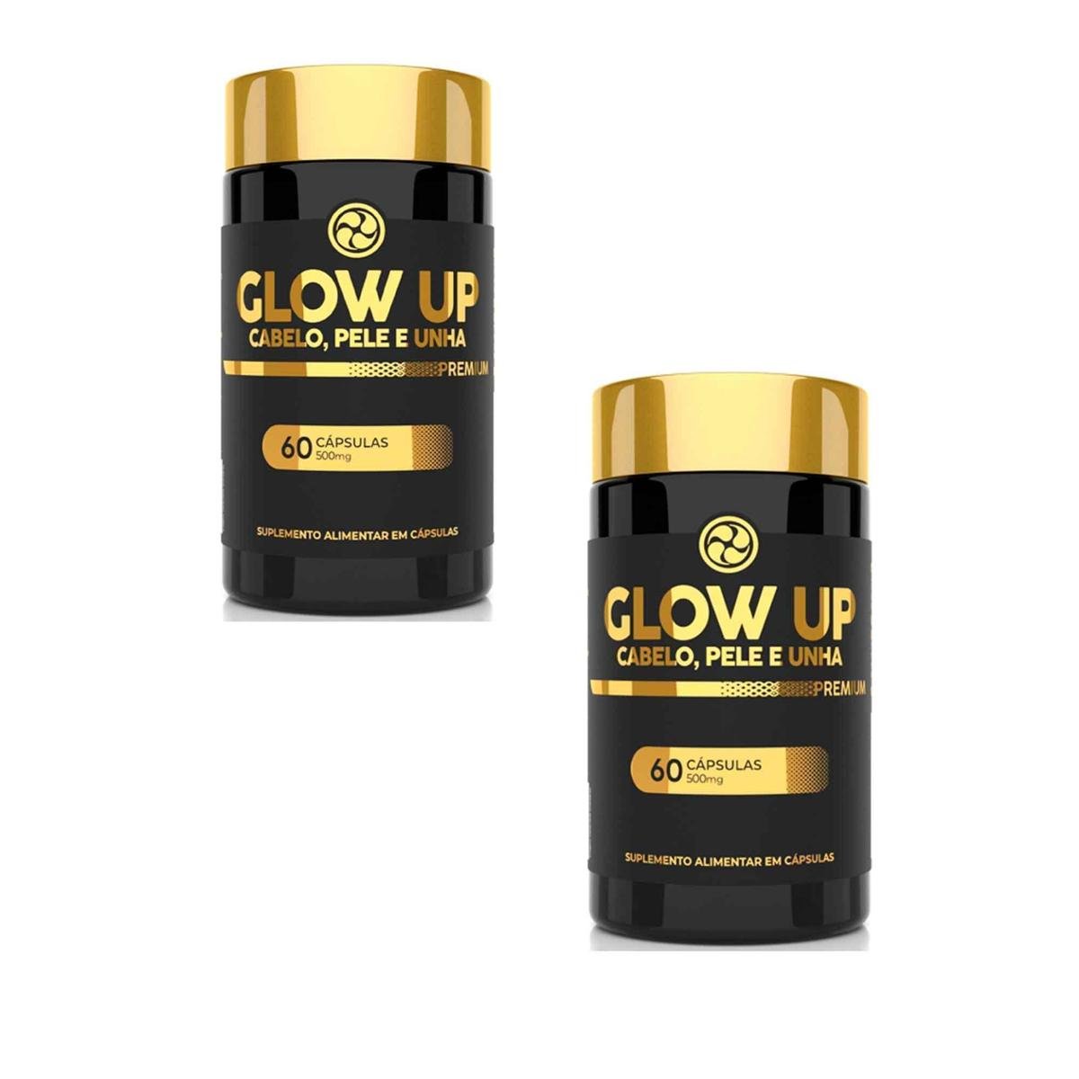 Kit 2 Glow UP Cabelo Pele e Unha Premium 500mg 2x60 cps Floral Ervas
