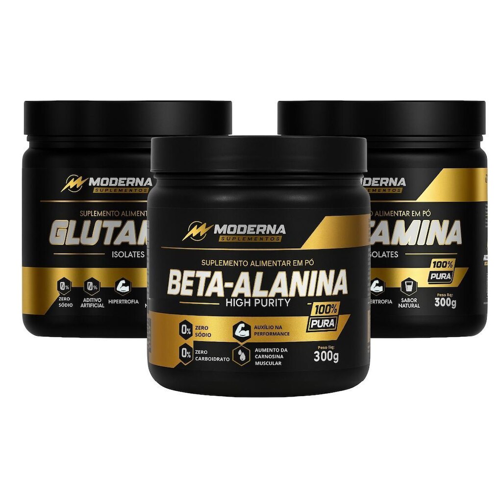 Kit 2 Glutamina 600g + 1 Beta-Alanina 300g  Moderna Suplementos