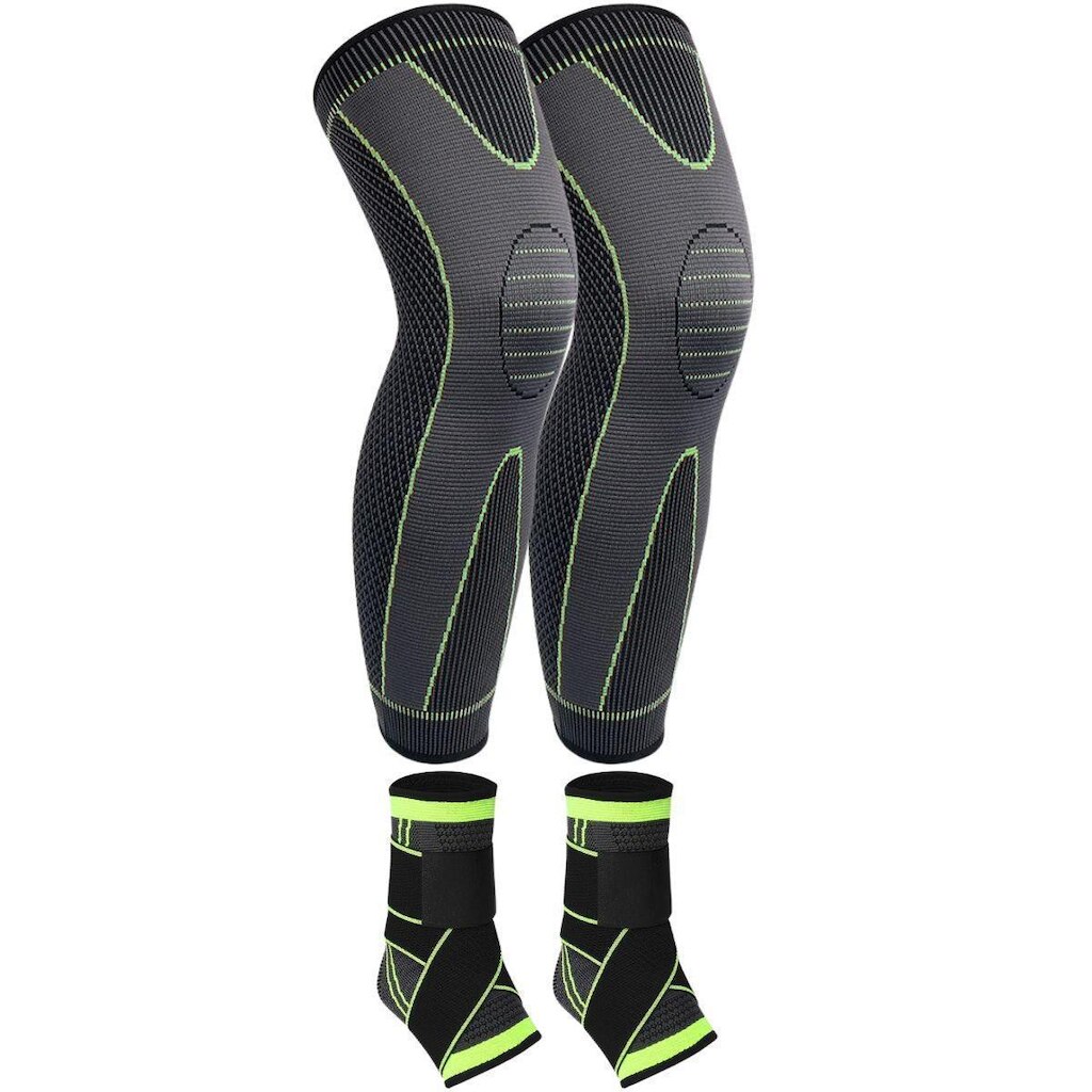 Kit 2 Joelheiras + 2 Tornozeleiras Proteção Esportiva