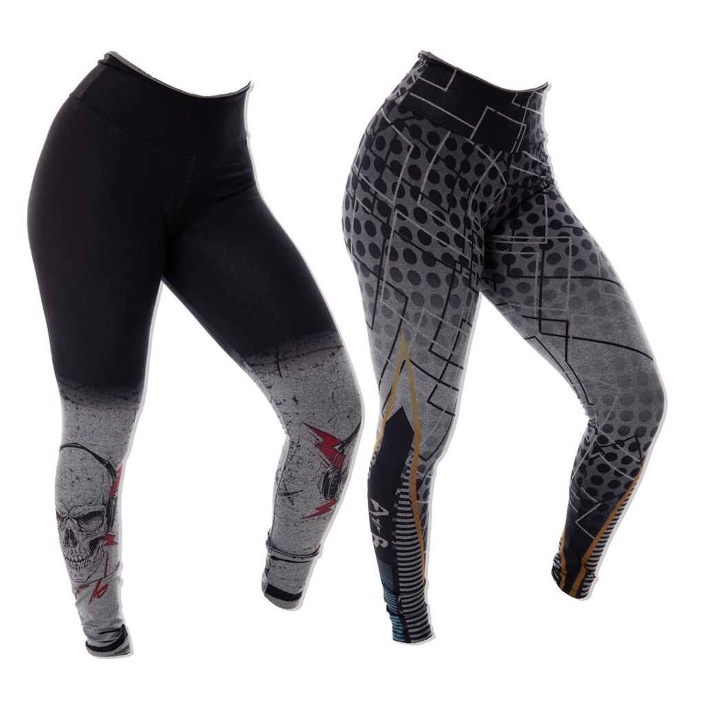 KIT 2 LEGGING CINTURA ALTA MESCLA SUBLIMADA