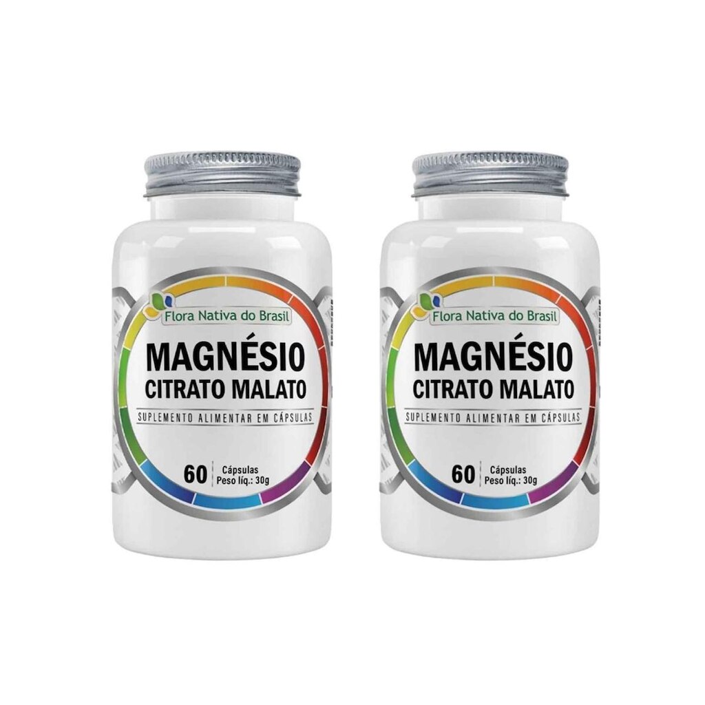 Kit 2 Magnésio Citrato Malato 2x60 cps Flora Nativa