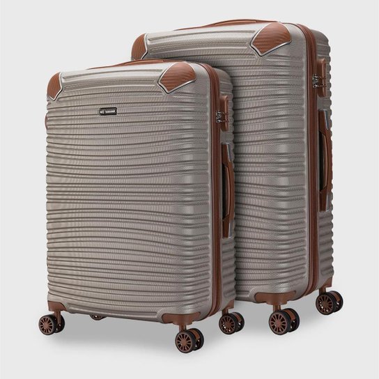 Kit 2 Malas de Viagem ABS Roda 360° Anti Furto Swissport - Dourado Menor preço em Kit 2 Malas de Viagem ABS Roda 360° Anti Furto Swissport - Dourado