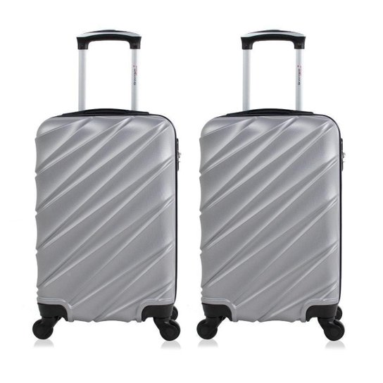 Kit 2 malas de viagem bordo Pequena Havana Prata